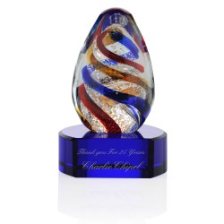 View a larger, more detailed picture of the Spiral Art Glass Award - Blue Base