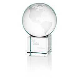View a larger, more detailed picture of the Globe Crystal Desktop Award - 4 