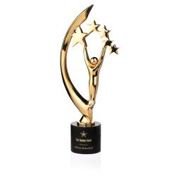 View a larger, more detailed picture of the Masterpiece Cast Metal Achievement Award - 16 - 24K Gold