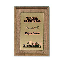 View a larger, more detailed picture of the Walnut Finished Wood Plaque w Aluminum Plate - 7 