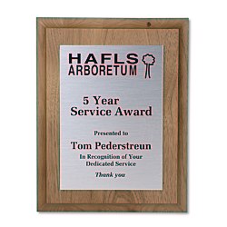 View a larger, more detailed picture of the Walnut Finished Wood Plaque w Aluminum Plate - 9 
