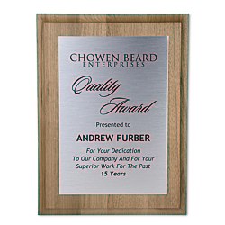 View a larger, more detailed picture of the Walnut Finished Wood Plaque w Aluminum Plate - 12 