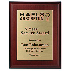 View a larger, more detailed picture of the Cherry Finished Wood Plaque w Aluminum Plate - 9 