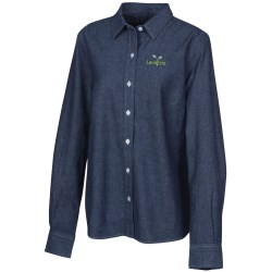 View a larger, more detailed picture of the Open Collar Chambray Shirt - Ladies 