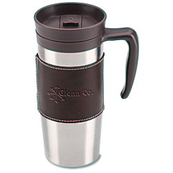 View a larger, more detailed picture of the Cutter & Buck Leather Travel Mug - 14 oz 