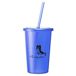 View a larger, more detailed picture of the Sizzle Single Wall Tumbler w Straw - 16 oz - 24 hr