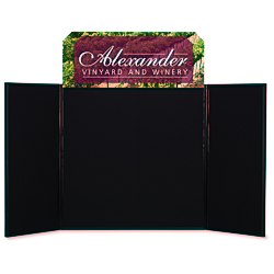 View a larger, more detailed picture of the Briefcase Tabletop Display w Octagon Header - 32 x 64 