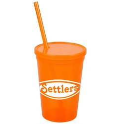 View a larger, more detailed picture of the Stadium Cup w Lid & Straw - 16 oz - Jewel
