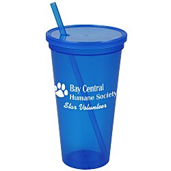 View a larger, more detailed picture of the Stadium Cup w Lid & Straw - 24 oz - Jewel