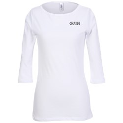 View a larger, more detailed picture of the Bella 1 2 Sleeve Boatneck T-Shirt - White