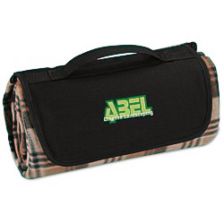 View a larger, more detailed picture of the Roll-Up Blanket Brown Black Plaid w Black Flap