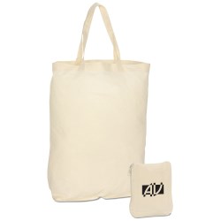 View a larger, more detailed picture of the Foldable Cotton Grocery Tote - Closeout