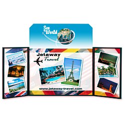 View a larger, more detailed picture of the Briefcase Tabletop Display w Octagon Header - 24 x 64 - FC