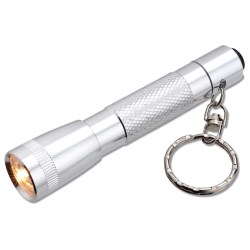 View a larger, more detailed picture of the Small Aluminum Flashlight with Key Chain - Closeout
