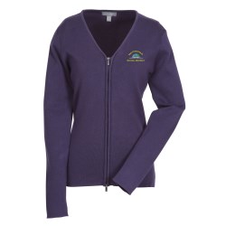 View a larger, more detailed picture of the Varna Full Zip V-Neck Sweater - Ladies 