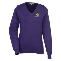 View a larger, more detailed picture of the Ultra-Soft Cotton V-Neck Sweater - Ladies - 24 hr