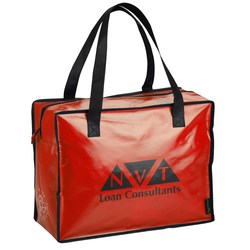 View a larger, more detailed picture of the Laminated Polypropylene Zippered Box Tote-Closeout