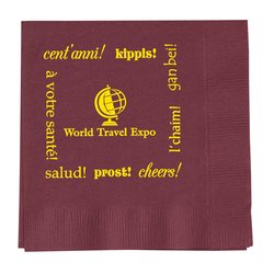 View a larger, more detailed picture of the Colorware Beverage Napkin - 2-ply - Color - Low Qty - Cheers