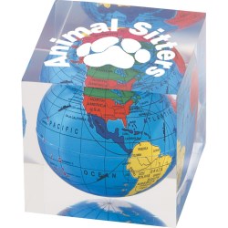 View a larger, more detailed picture of the Globe Paperweight - Square