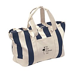 View a larger, more detailed picture of the Striped Canvas Tote - Large