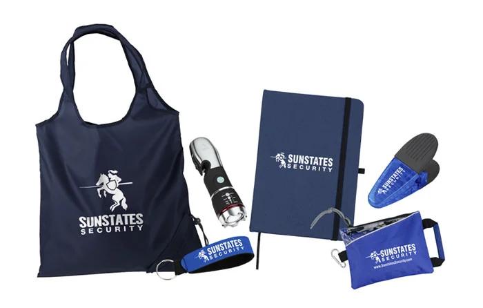 Bungalow Recycled Tote // Emergency COB Flashlight Multi-Tool // Neoprene Wrist Strap Key Holder // Stockford Journal // Power Clip // Fastpack Travel Kit