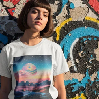 person wearing a graphic printed t shirt