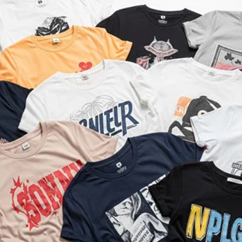 group of custom printed t-shirts