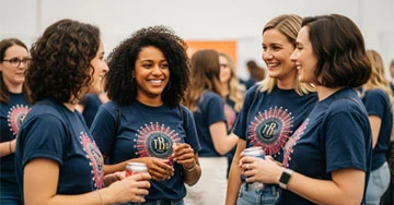 group of women wearing custom logoed tshirts