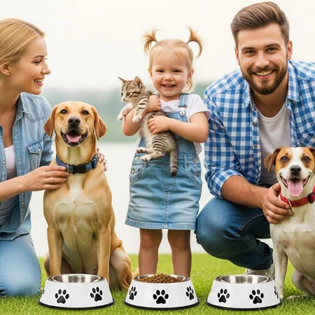 group of people, cats and dogs