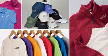 collage of embroidered promotional products