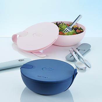 Promotional products that include salad bowls and reusable silverware