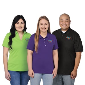 Employees wearing different polos