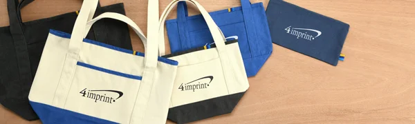 Mainsail branded products that include a tote bag, mini tote bag and zippered pouch