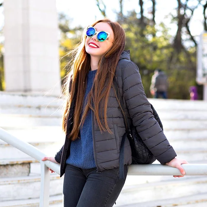 Woman with winter jacket