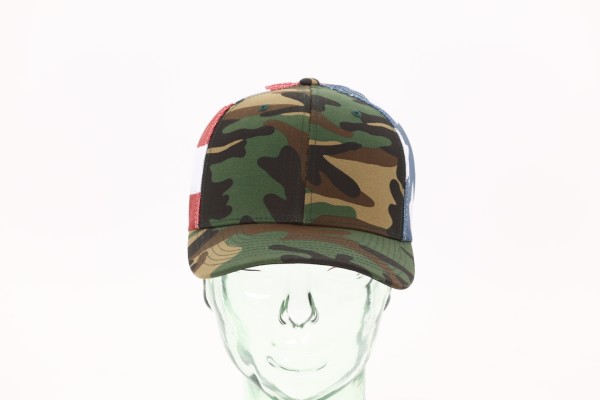 Richardson Printed Mesh Back Trucker Cap - FLAG 360 View