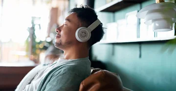 Man with headphones on