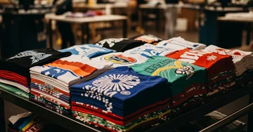 T-shirts on a table