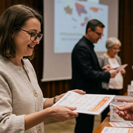 A person holding a paper