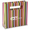 View Image 1 of 2 of Rectangle Handle Gift Bag - 8" x 8" - Green Stripe