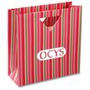 View Image 1 of 1 of Triangle Handle Gift Bag - Fuchsia Stripe