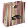 View Image 1 of 1 of Triangle Handle Gift Bag - Green Stripe