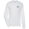 View Image 1 of 2 of Hanes Authentic LS T-Shirt - Embroidered - White
