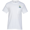 View Image 1 of 2 of Hanes Authentic Pocket T-Shirt - Embroidered - White