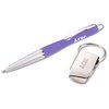 View Image 1 of 3 of Groove-N-Lock Thumb Pad Key Tag / Pen Gift Set