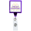 View Image 1 of 7 of Retractable Badge Holder - Square - Chrome Finish