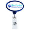 View Image 1 of 6 of Retractable Badge Holder - Oval - Chrome Finish