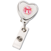 View Image 1 of 2 of Retractable Badge Holder - Heart - Chrome Finish