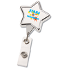 View Image 1 of 2 of Retractable Badge Holder - Star - Chrome Finish