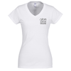 View Image 1 of 2 of Gildan Softstyle V-Neck T-Shirt - Ladies' - White - Screen