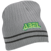 View Image 1 of 1 of Rib Knit Stripe Accent Beanie
